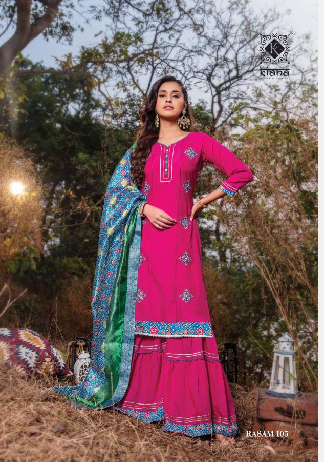Kiana Rasam Fancy Wear Muslin Silk Kurti With Bottom And Dupatta Readymade  Collection